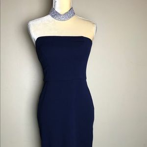 Premier amour dress navy blue off shoulders